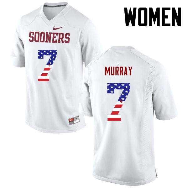 Women Oklahoma Sooners #7 DeMarco Murray College Football USA Flag Fashion Jerseys-White